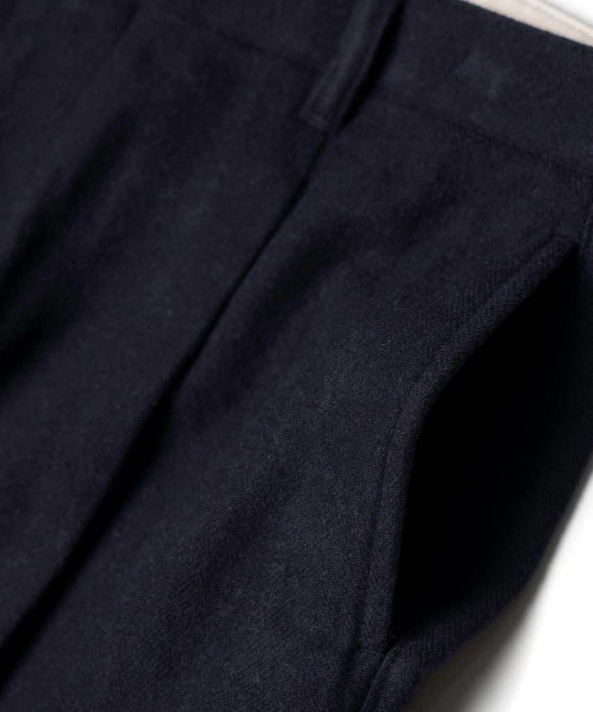 Edeunbeoleokeulleob One-Tuck Wide Fit Wool Blended Pants (Navy)