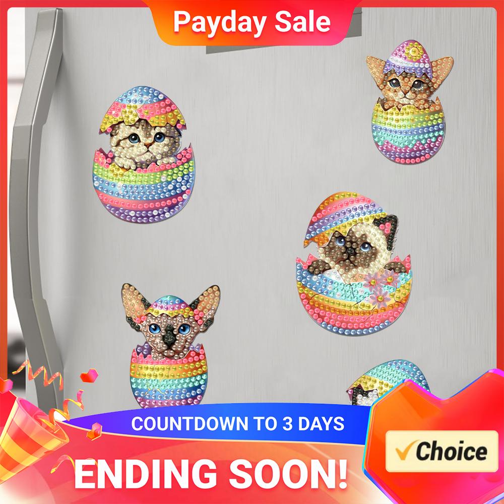 8pcs Easter 2D Acrylic DIY Diamond Painting Magnets Refrigerator Diamond Art Magnets for Beginners Gifts Home Car Garage Decors