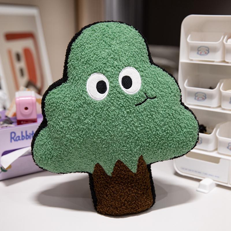 35/53/70cm Green Trees Plush Pillow Two Black Eyes Plant Chair Sofa Decor Seat Cushion Kids Gift Room Decor