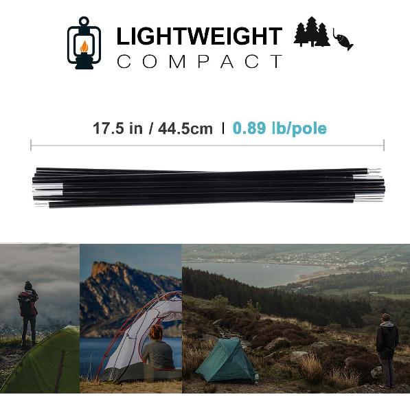 Tent Poles Replacement Black, Pre-Assembled Aluminum Tent Pole, 7001 T6 Heated Tent Rod