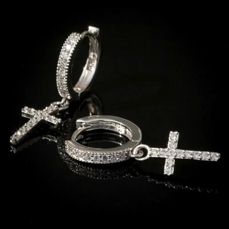 High-End Small Cross Earrings For Women Sparkling Zircon Inlay Daily Style Personalized Jewelry