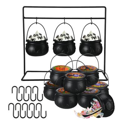 3/9Pcs Halloween Candy Bowls Witch Cauldron Treat Bowls with Iron Rack Candy Bucket Decoration Halloween Party Supplies