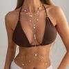 Multi Layer Imitation Pearl Necklace Chest Belly Chain Integrated Waist Chain Women Summer Bikini Beach Adjustable Body Jewelry