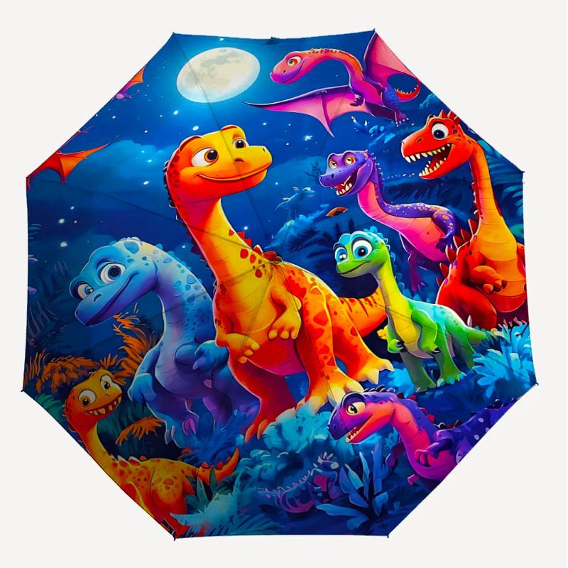 1PC Dinosaurs Night Umbrella-8-Rib Reinforced Portable Folding Travel Suitable for All Seasons Outdoor Daily Use  -J0395