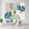 Mid Century Abstract Tapestry Boho Minimalist Sun Arch Leaves Wall Hanging Pink Green Beige Aesthetic Neutral Geometric Modern