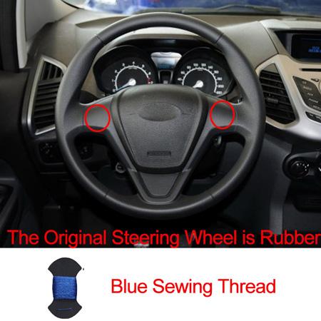 Hand Sewing Car Steering Wheel Cover For Ford Fiesta 2008-2016 2017 Ecosport 2014- 2015 2016 2017 Braid on the Steering wheel