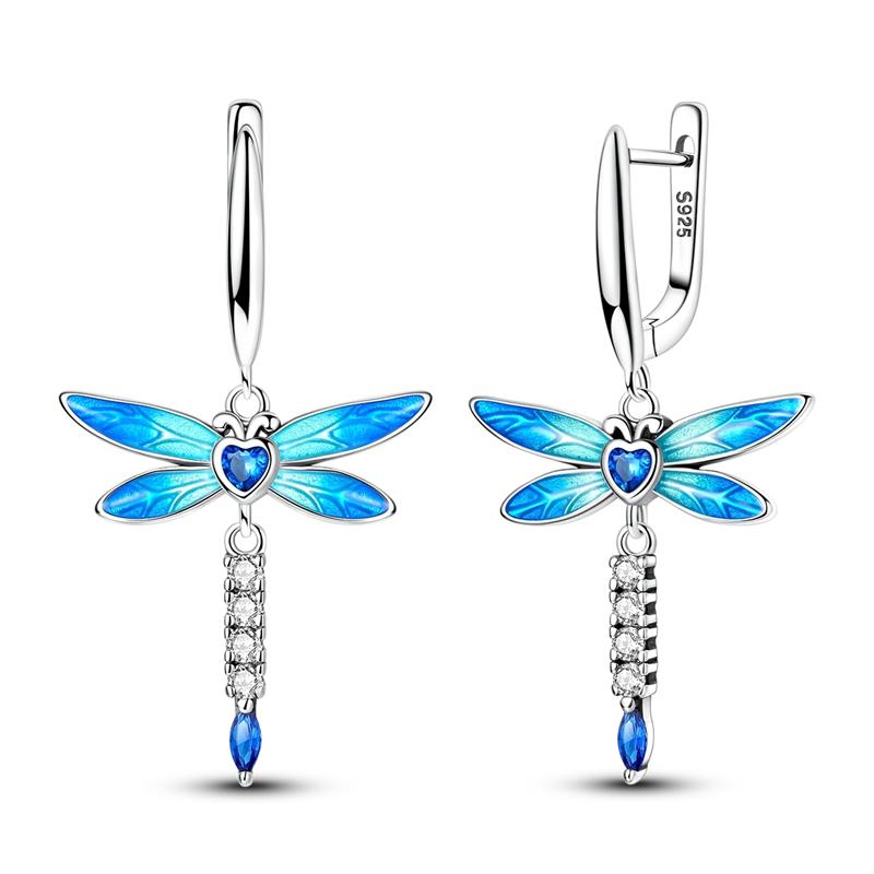 New 925 Silver Earrings Butterfly Sunflower Luminous Firefly Iris Hoop Earring For Women Making Jewelry Gift