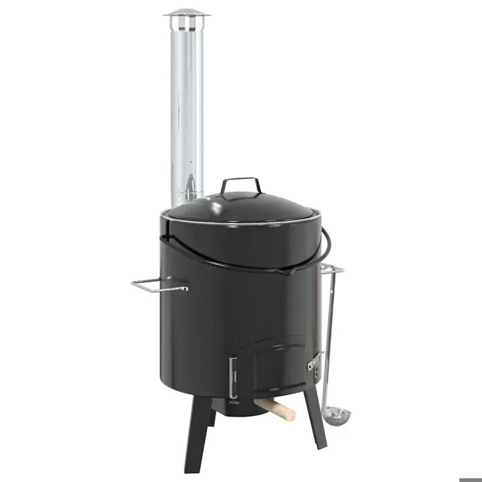 Canon à goulasch - vidaXL - Avec cheminée et couvercle - Noir - 14,3 L - Léger et portable
