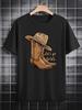 Casual Crew Neck T-shirt with Fun 3D Cowboy Boot Print - "Let's Go Girls" Graphic Tee
