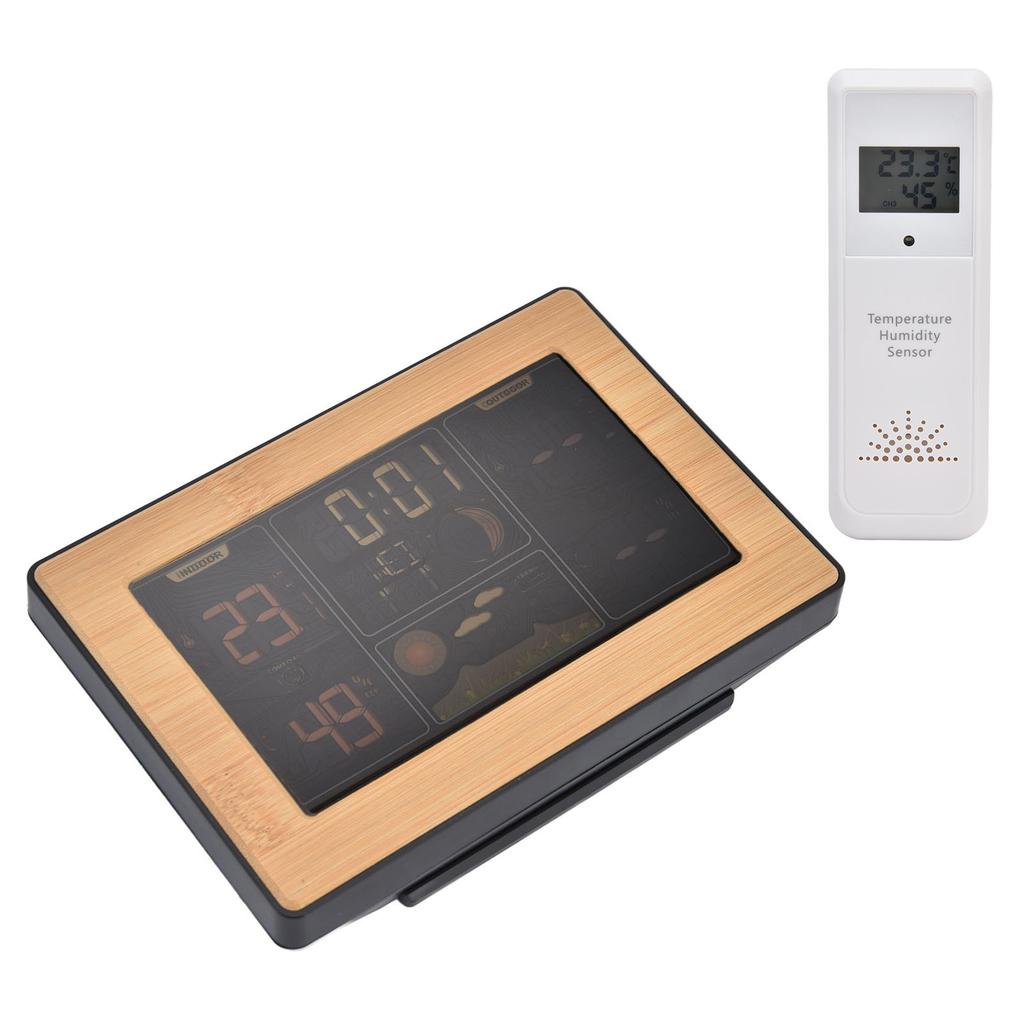 LCD Weather Forecast Station with RCC Receiving Function Wireless Thermometer Hygrometer 100?240VUS