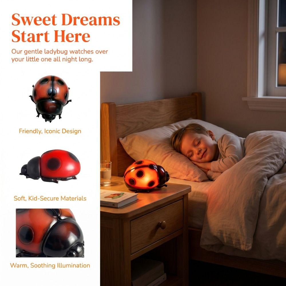 LED Glow Glowing Ladybug Night Light Rare Decorative Item Gift for Kids/Adults