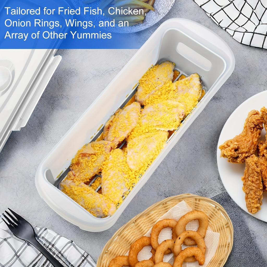 2pcs Batter Shaker Bowl with Lid,Coating Tray,No Mess Plastic Handmade Coating Solution for Fried Chicken, Fish, Onion Rings, Veggies,Easy Clean