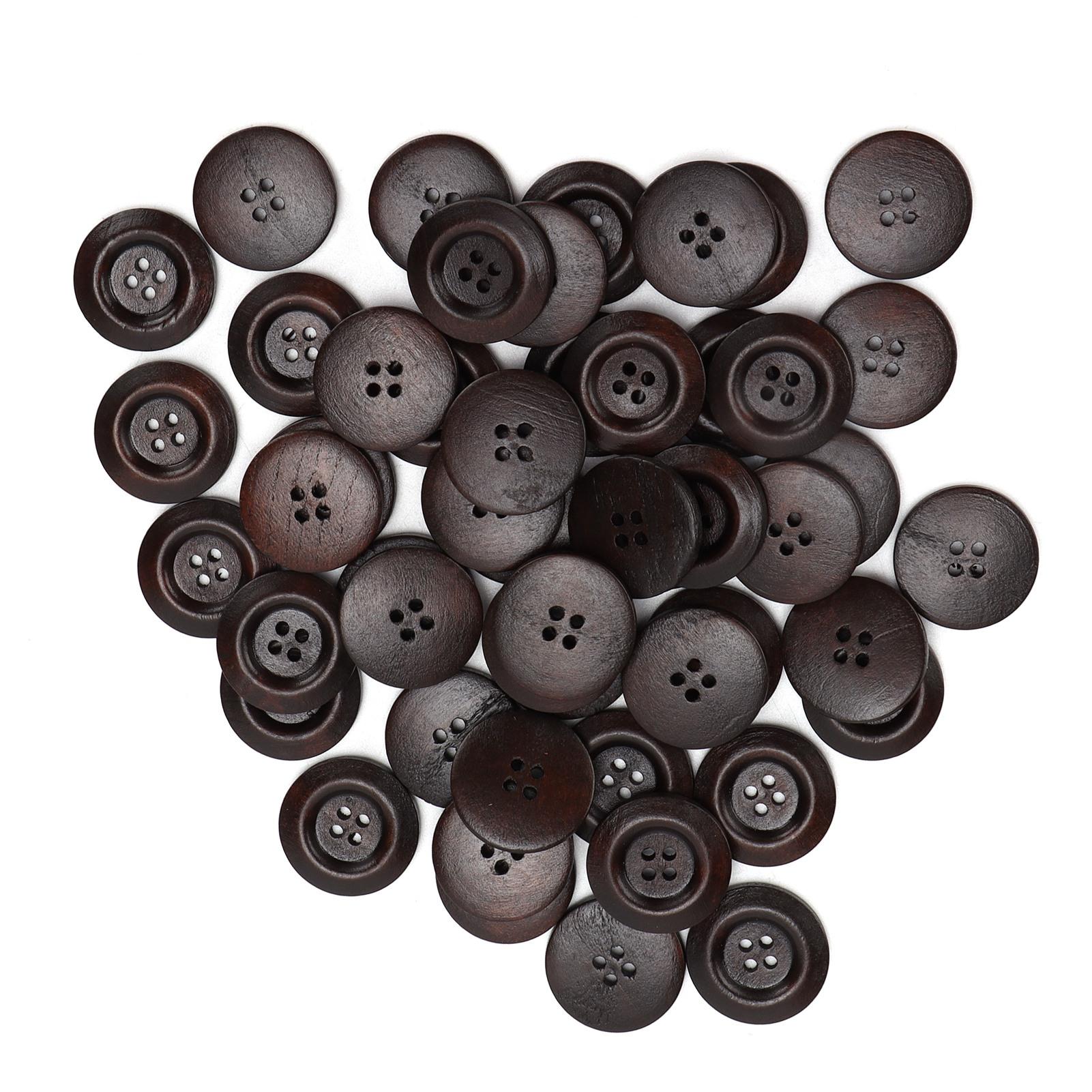 

200 шт. Деревянные пуговицы 4 отверстия 25 мм Темно-кофейные Пальто Одежда Декоративные аксессуары