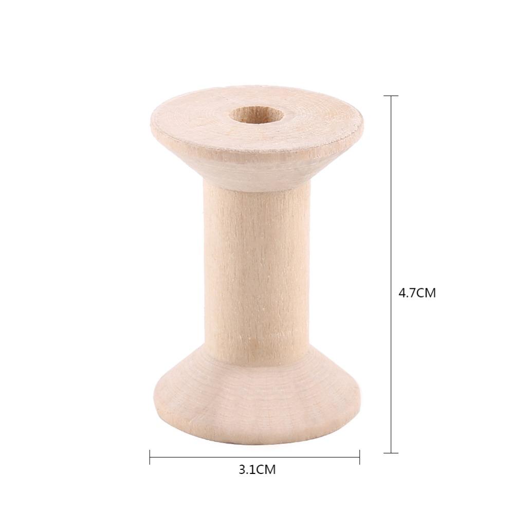 10pcs 1.85 X 1.22in Natural Wood Thread Spools Lightweight Wooden Spools  DIY Sewing