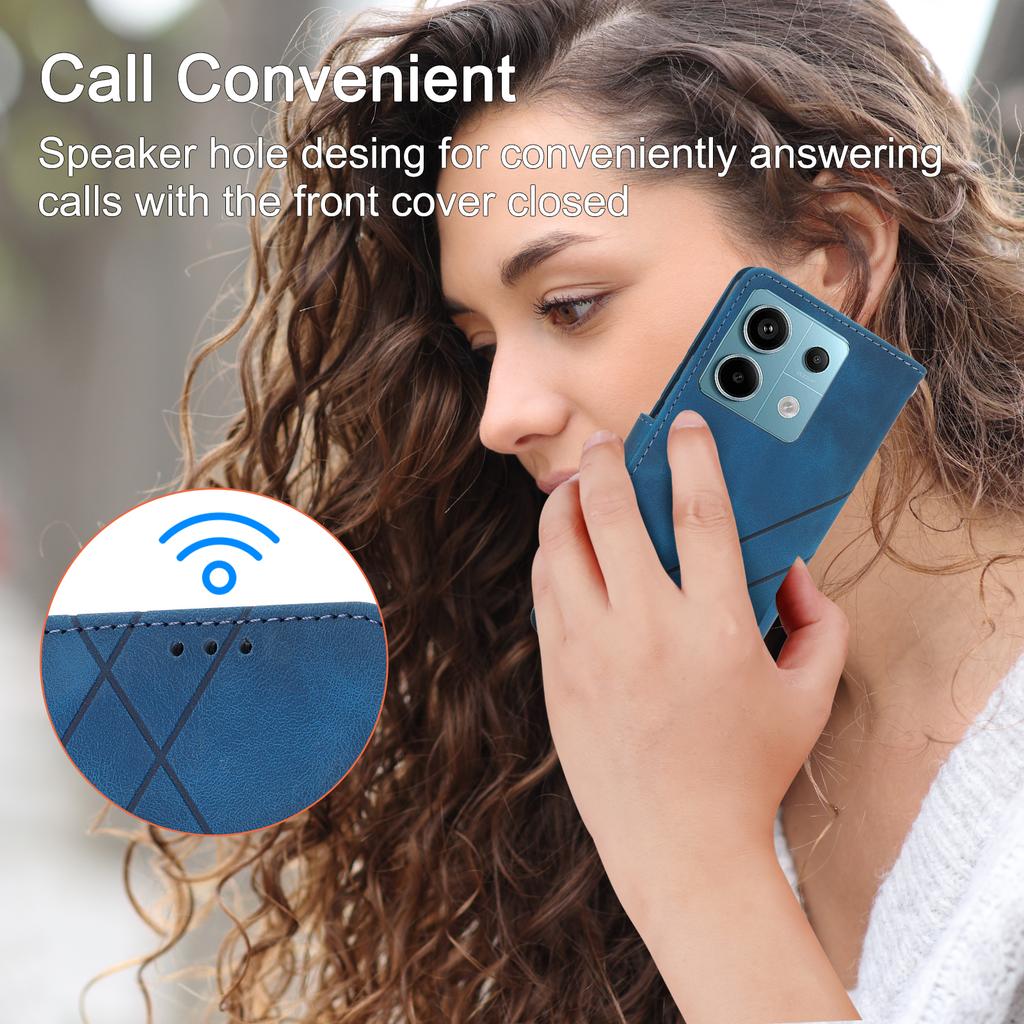 For Xiaomi Redmi Note 13 Pro 5G/Poco X6 5G Wallet Case PU Leather+TPU Phone Cover Imprinted Line