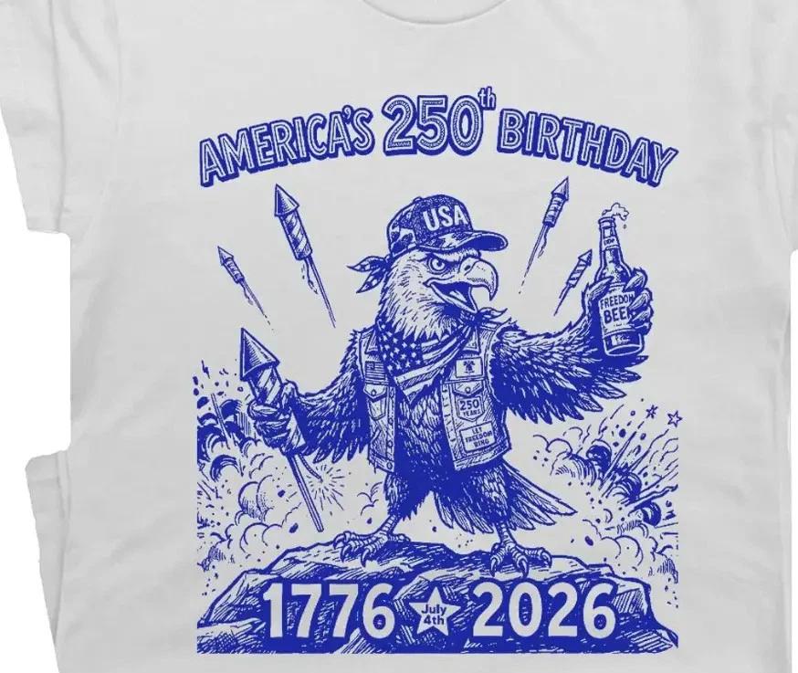 USA 250th Anniversary T Shirt Funny 4th of July Shirt America Semiquincentennial S