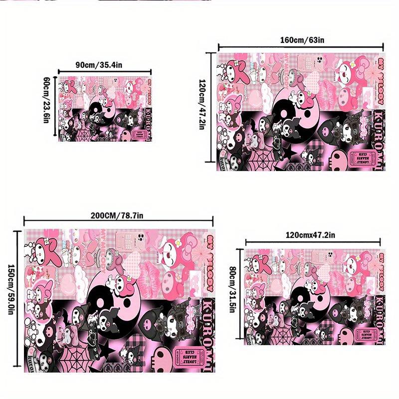 1pc Sanrio Kuromi Mermaid Printed Office Carpet Rectangle Rug Under The Table,Perfect Room Decor for Living Room, Bedroom, Kitchen, Non-slip Floor Mat