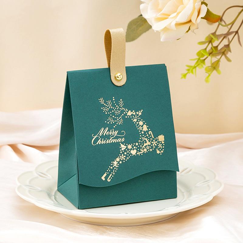 

10Pcs/Pack Paper Elegant Merry Christmas Unique Reindeer Creative Packaging Xmas Gift Candy Box A зелёный