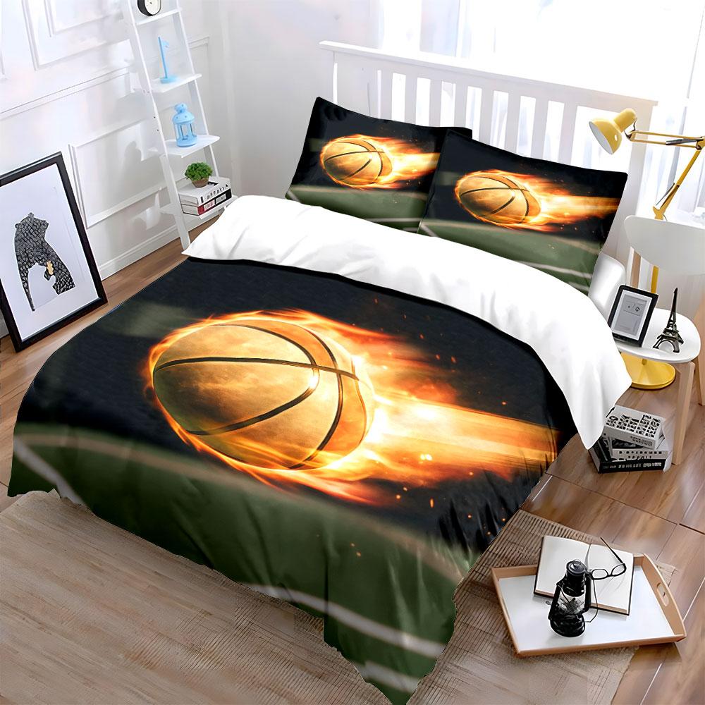 Basketball Art Decor Set Soft Comfortable Duvet Cover Bedding Set Included 1*Duvet Cover & 2*Pillowcases, Gift