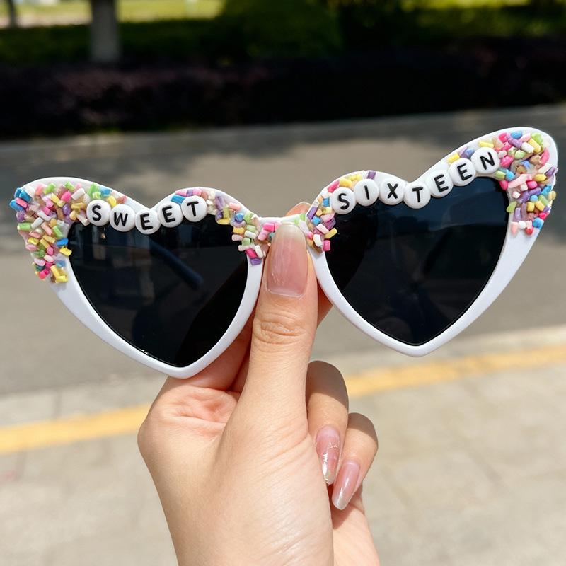 Bachelorette Party Heart Sunglasses 60 and Fabulous Bride To Be Letter Pearl Embellished UV Protection Shades KJ236