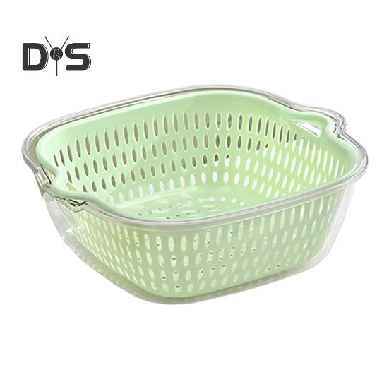 1/3 ks Dvouvrstvá umyvadla na ovoce a zeleninu Odtokové koše s rukojetí Potravinářské bez BPA Snadno čistitelné úložné koše