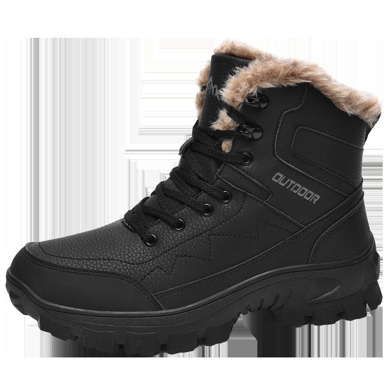 Men's shoes winter new snow boots warm and comfortable fashion non-slip black brown casual outdoor spot glue no