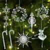 Xmas Tree Transparent Snowflake Hanging Ornaments Acrylic Pendant 2025 Christmas Decoration for Home Navidad Gifts New Year 2026