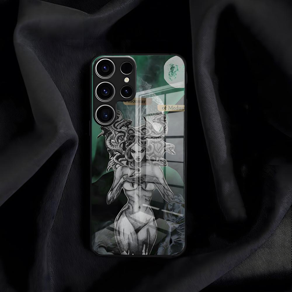 M-Medusa Mythology Phone Case For Samsung A25 A13 A33 5G A54 A36 A35 A56 A52 A14 Shockproof Glass Cover