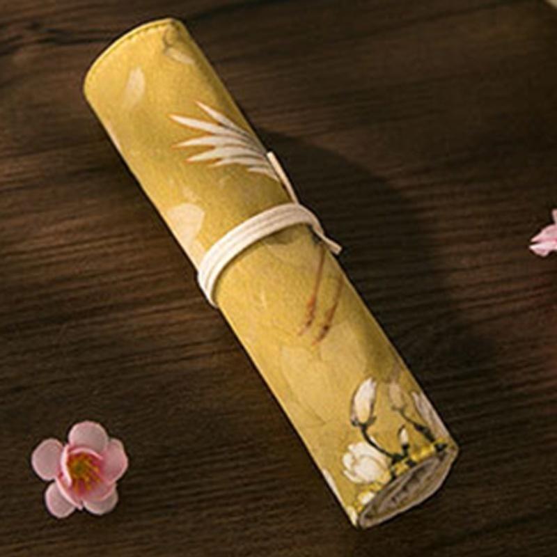 Pennväska i kinesisk palatsstil Kreativ Retro Stor Kapacitet Pennfodral Förvaringsväska för Skrivmaterial Stu