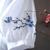 White Embroidered Shirt Women Blouse Pure Cotton For Women Summer Loose Pullover Casual Literary Lantern Sleeve Female Shirt