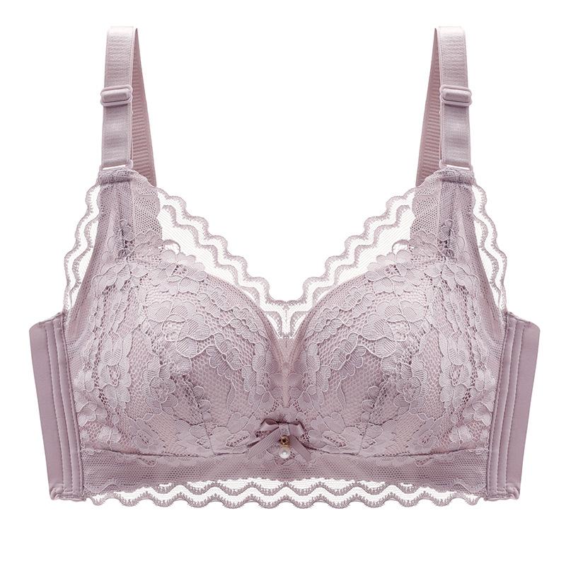 

Регулируемое нижнее белье для женщин, антипровисающий бюстгальтер без стальных колец, собранный на бюстгальтер, удобная коллекция аксессуаров, дышащий кружевной бюстгальтер 40/90B фиолетовый