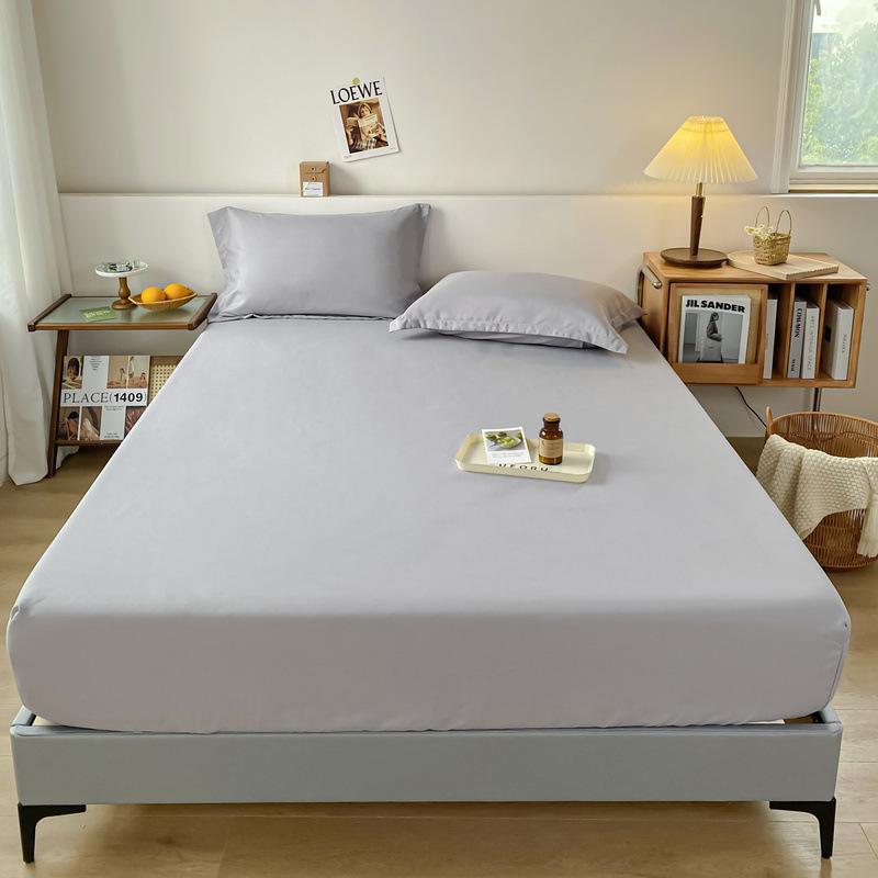

Однотонный цельный стеганый хлопковый наматрасник пылезащитный чехол на матрас 【150*200cm+28cm】 светло-серый