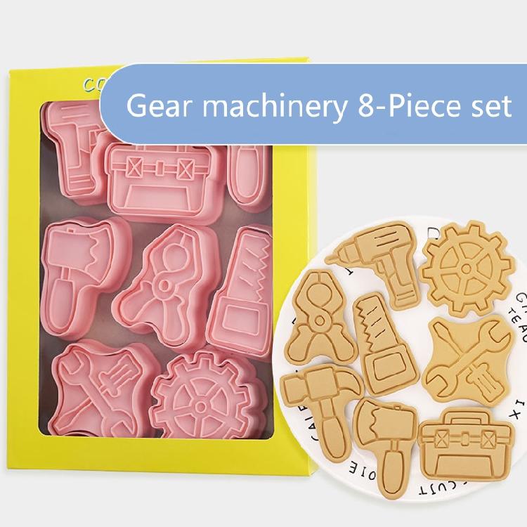 8 Pack PP Material Biscuit Cutters Push-type Household Cookie Cutters for Child