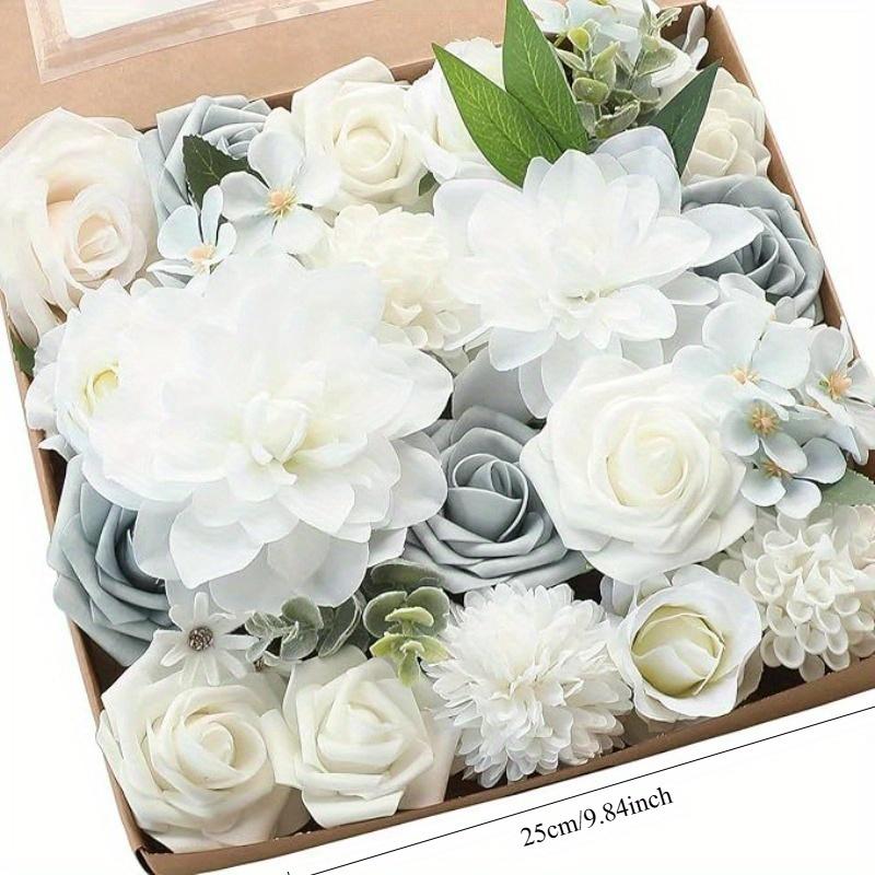 1Pc Artificial Flower Rose Gift Box Birthday Wedding Flower Head with Rod DIY Bridal Bouquet