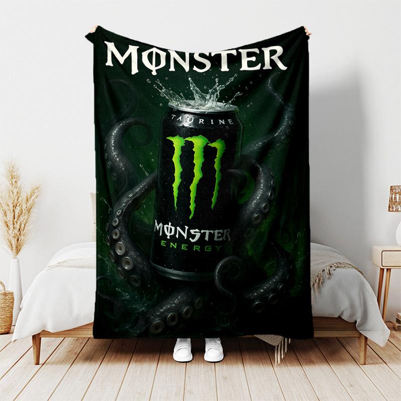 1pc Blanket - Monster Energy LOGO Print Design, Lightweight Blanket for Sofa, Bed- Soft &Warm, Gift for All Seasons