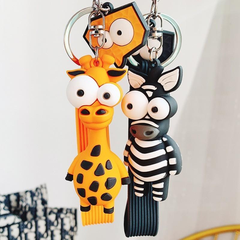 Adorable Silicone Cartoon Giraffe Keychain Cute Novelty Bag Charm Accessories