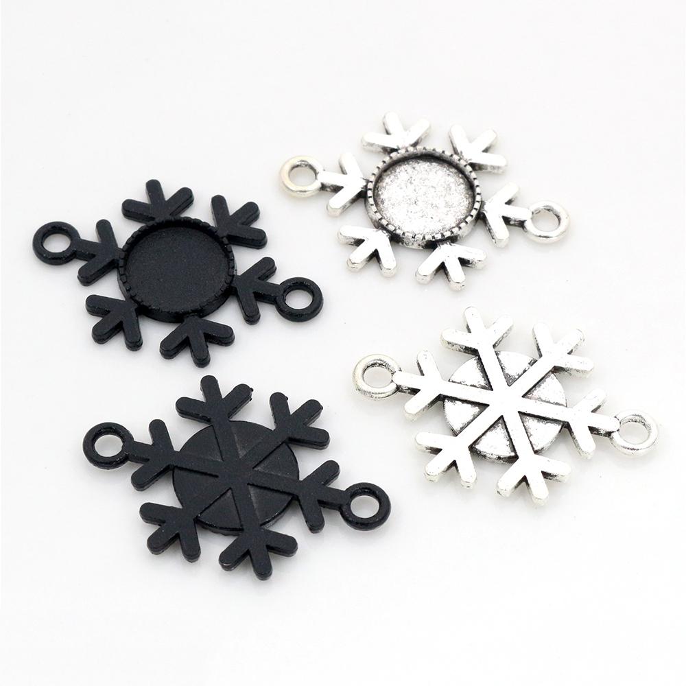20pcs 12mm Inner Size Antique bronze Black Silver Plated Fashion Style Cabochon Base Cameo Setting Charms Pendant