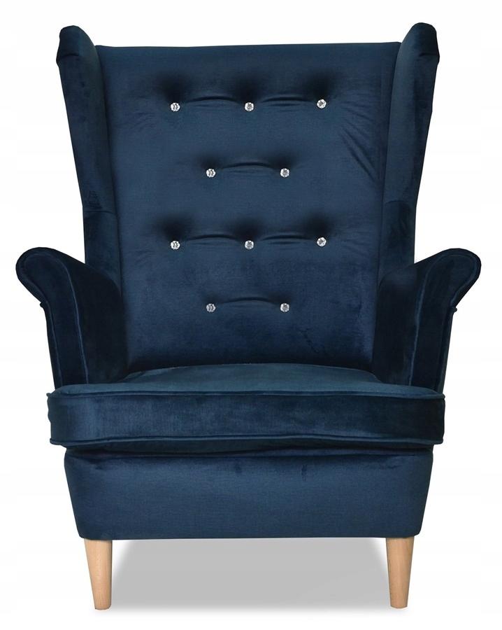 Diana Wing Chair with Footrest Scandinavian Family Meble Navy Blue Peak