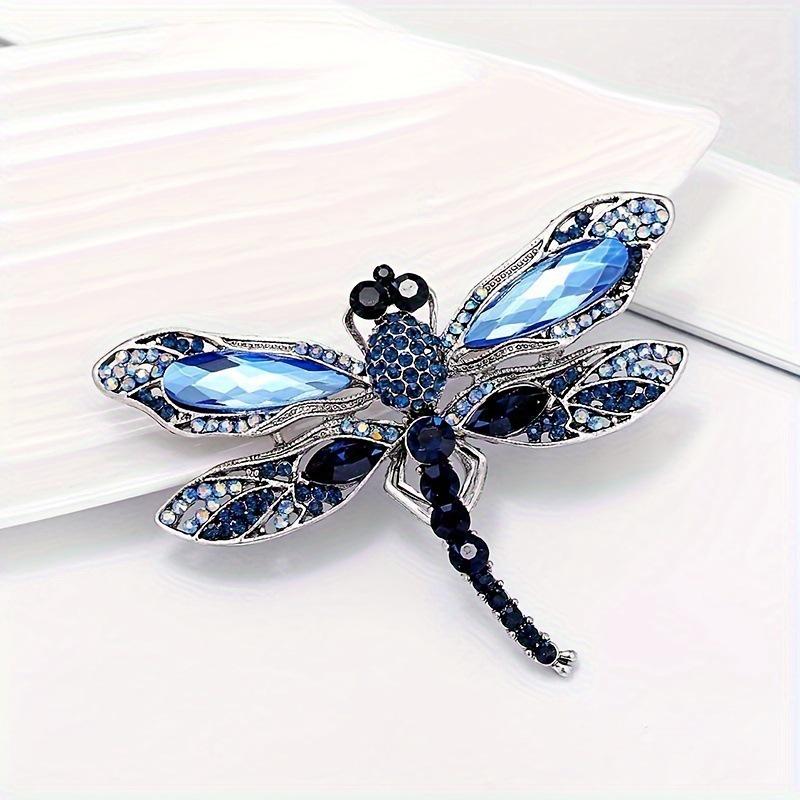 Retro Dragonfly Brooch: European & American Fashion Alloy Insect Pin синий