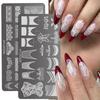 6PCS Rectangle Nail Stamping Plates Kit with Floral and Geometric Patterns for Creative Nail Art Manicure Tools