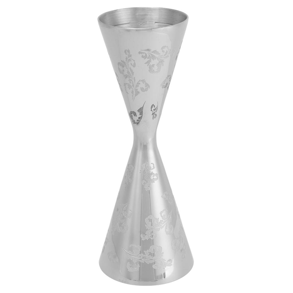 Jigger Stainless Steel Leaves Stripe Double Head Cocktail Bartending Jigger Cup for Bar 60ml 90ml