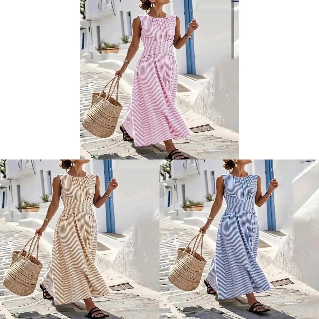 Ärmelloses Kleid mit geometrischem Muster für den Sommerurlaub und Freizeitkleidung