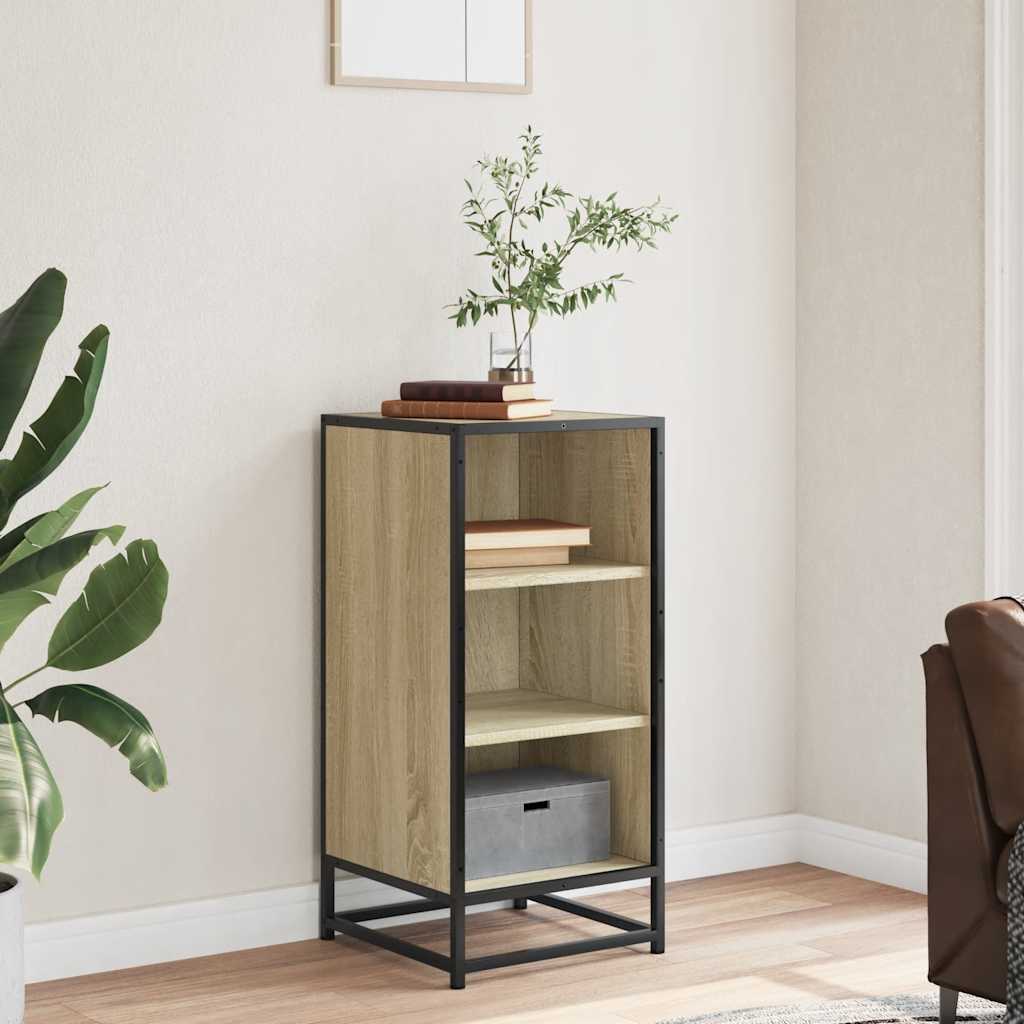 Sideboard In Sonoma Oak Finish 14 X 13.8 X 29.9 In (35.5 X 35 X 76 Cm) Made of Engineered Wood and Metal