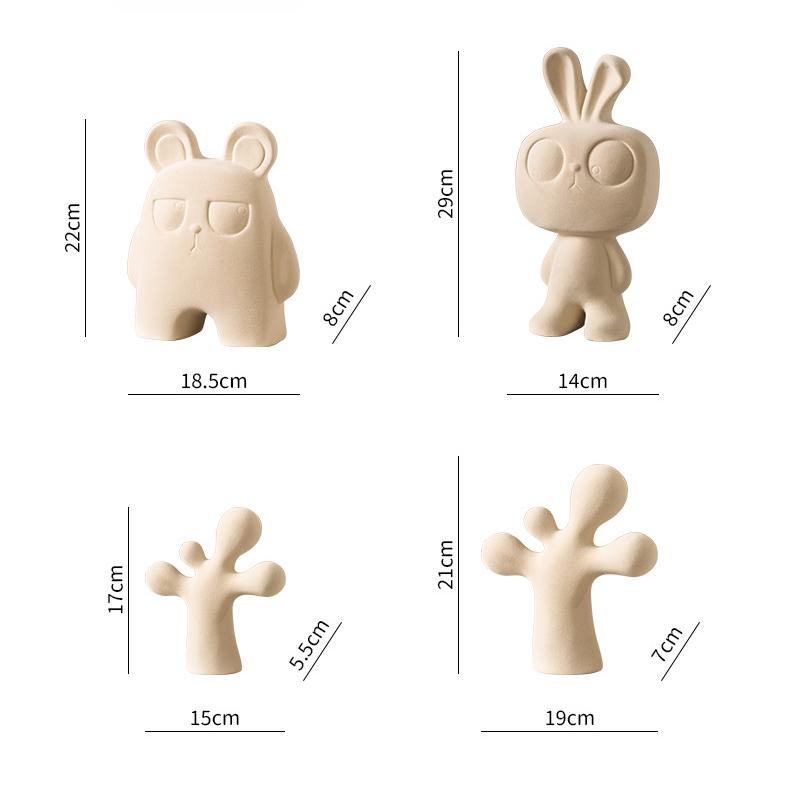 Creative Ceramic Ornaments Cartoon Rabbit Statue Angry Bears Figurine Abstract Feet Sculpture Stylish Home Décor Desk Decoration