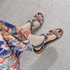 New Sandals Bohemian Rhinestones Comfortable Round Head Seaside Vacation Large Size Flats