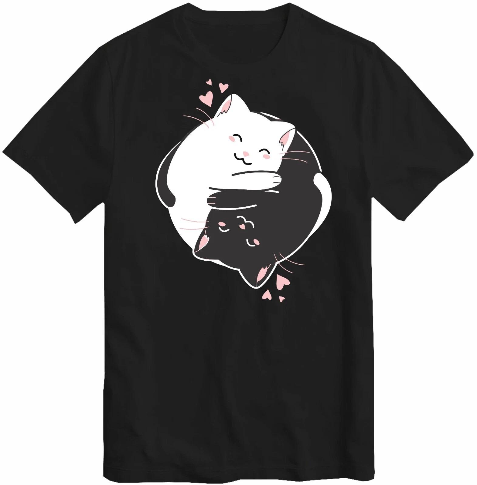 Yin Yang Cat T-Shirt, Yin Yang Cat Lover Gift Kittens T Shirt, Tee Top S