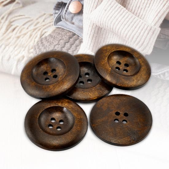 20Pcs 35mm Round 4 Holes Wooden Buttons DIY Sewing Knitting Clothes