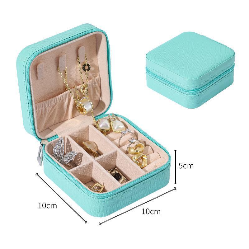 Portable Travel Jewelry Box Jewelry Organizer Display Jewelry Case Leather Earring Ring Necklace Storage Box