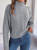 Women's 2023 Autumn/Winter Casual High Neck Cable Knit Long Sleeve Pullover Sweater