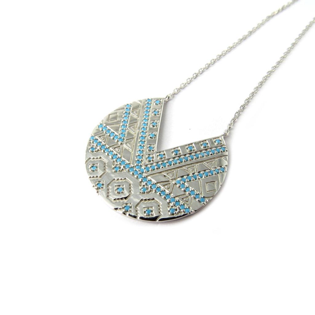 Les Trésors De Lily [N7688] - Collier Argent 'Navajos' turquoise argenté (rhodié)